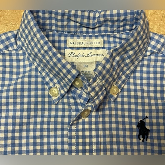 Ralph Lauren Childrenswear Baby Boys Gingham Cotton Poplin Shirt - 9 Month - Picture 4 of 5